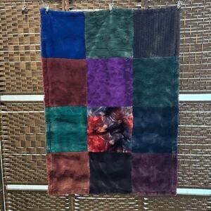 Handmade Minky Patch & Strip Blanket – Jewel Tones – 31x44”